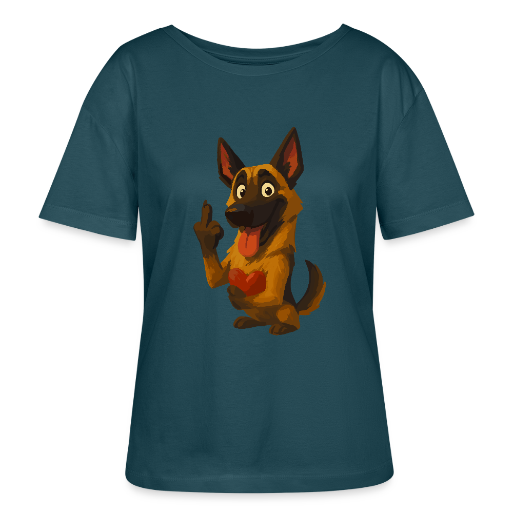 Frecher Malinois Shirt mit Herz – witziges und provokantes Hunde Cartoon Motiv für Hundeliebhaber mit Sinn für Humor - Dunkles Petrol