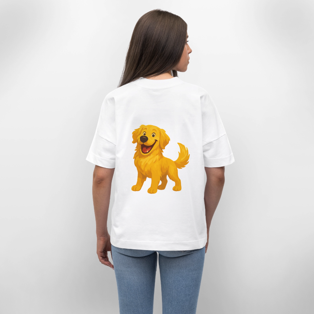 Golden Retriever Oversized Fröhlicher Cartoon – lachendes Hundemotiv, süßes Geschenk für Hundeliebhaber und Tierfreunde - Weiß