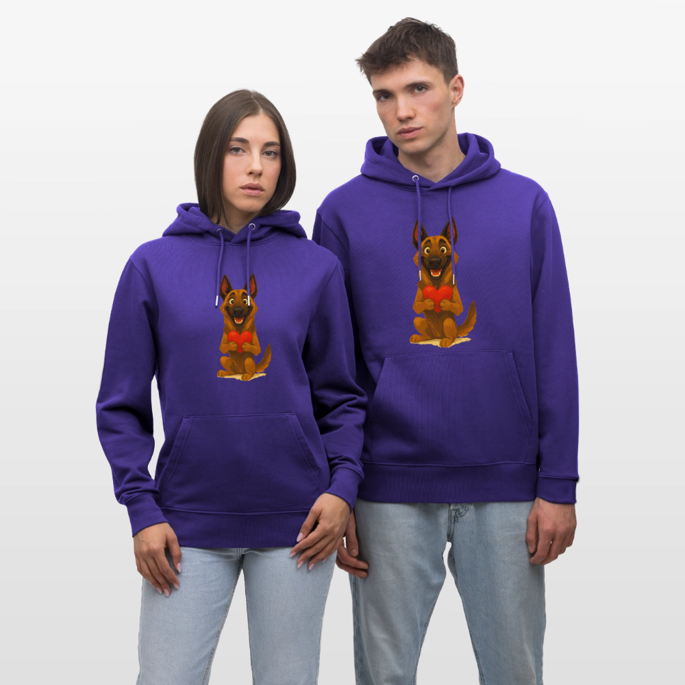 Malinois Hoodie mit Herz Cartoon – liebevoller Belgischer Schäferhund als Hunde Motiv für Hundeliebhaber und Geschenkideen - Purple Love