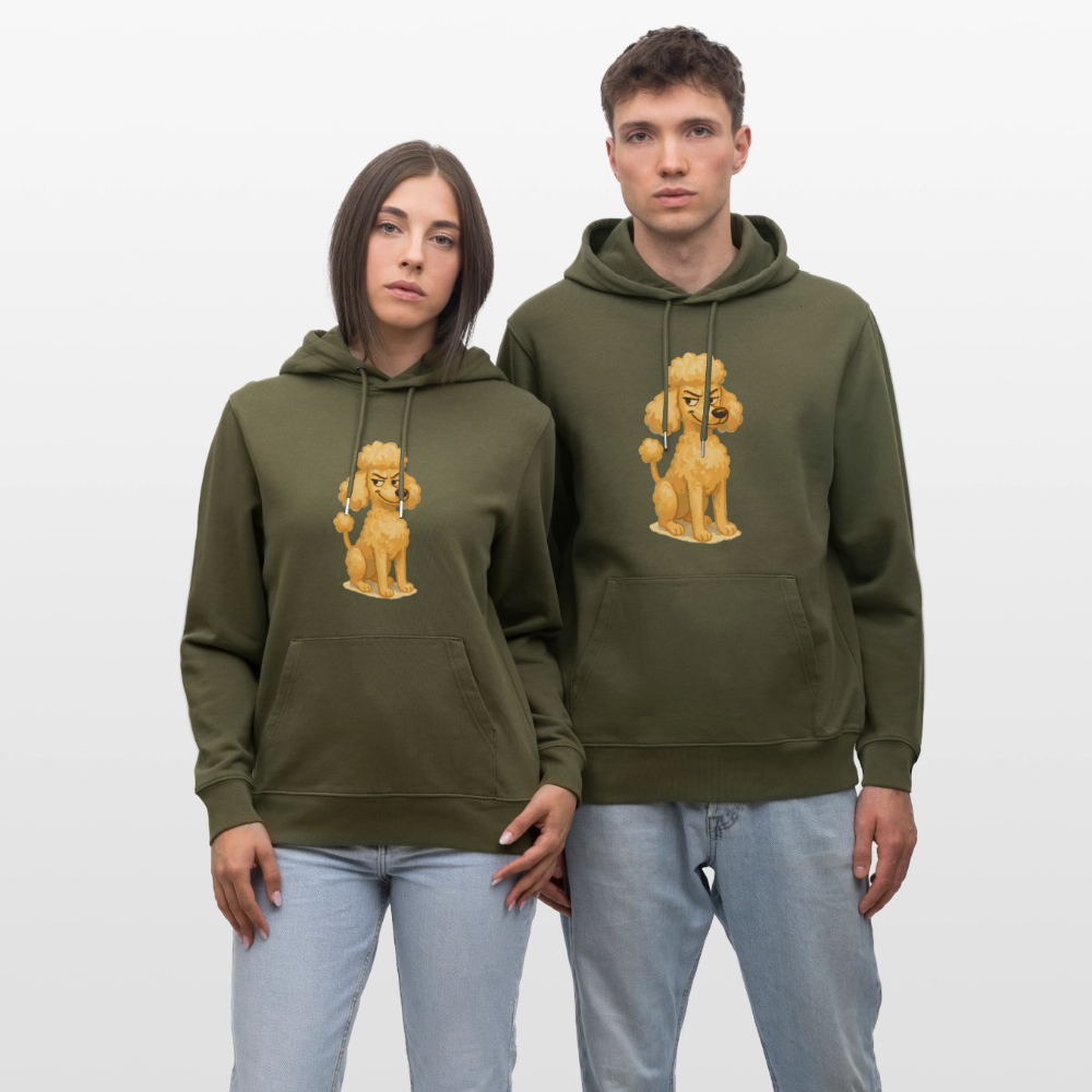 Frecher Pudel Hoodie Cartoon im Malstil – Humorvolles Hundemotiv für Tierfreunde und Geschenkidee für Hundeliebhaber - Khaki Grün