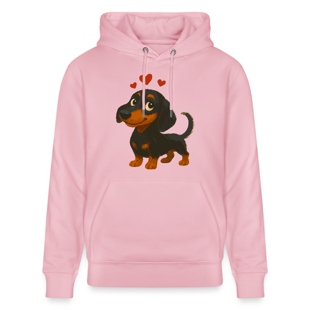 Dackel Hoodie – Verliebter Cartoon Dachshund | Süßer Hund Pullover Geschenk mit Herzen für Valentinstag & Hundefans - Hellrosa