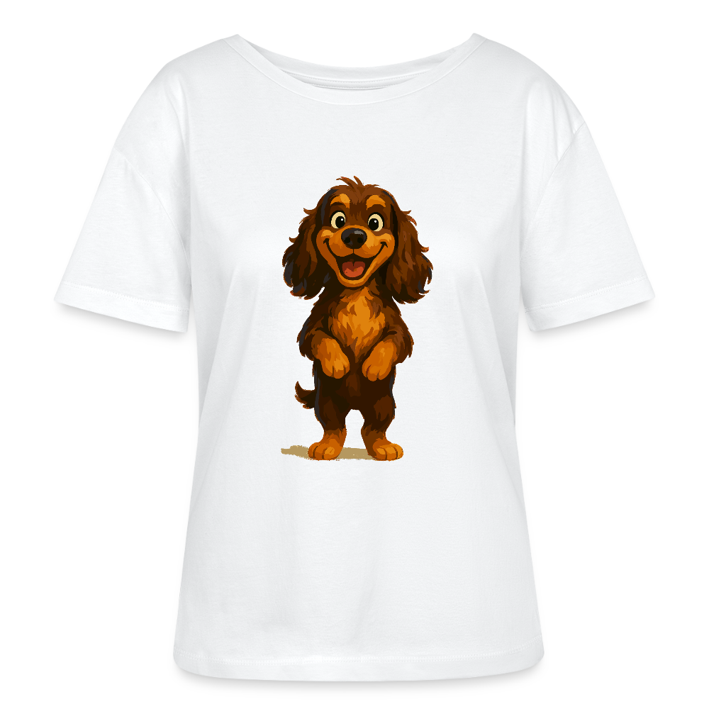 Cocker Spaniel Shirt breit grinsend – Lustiger Cartoon Hund, fröhliches Motiv für Hundeliebhaber und Tierfreunde - Weiß