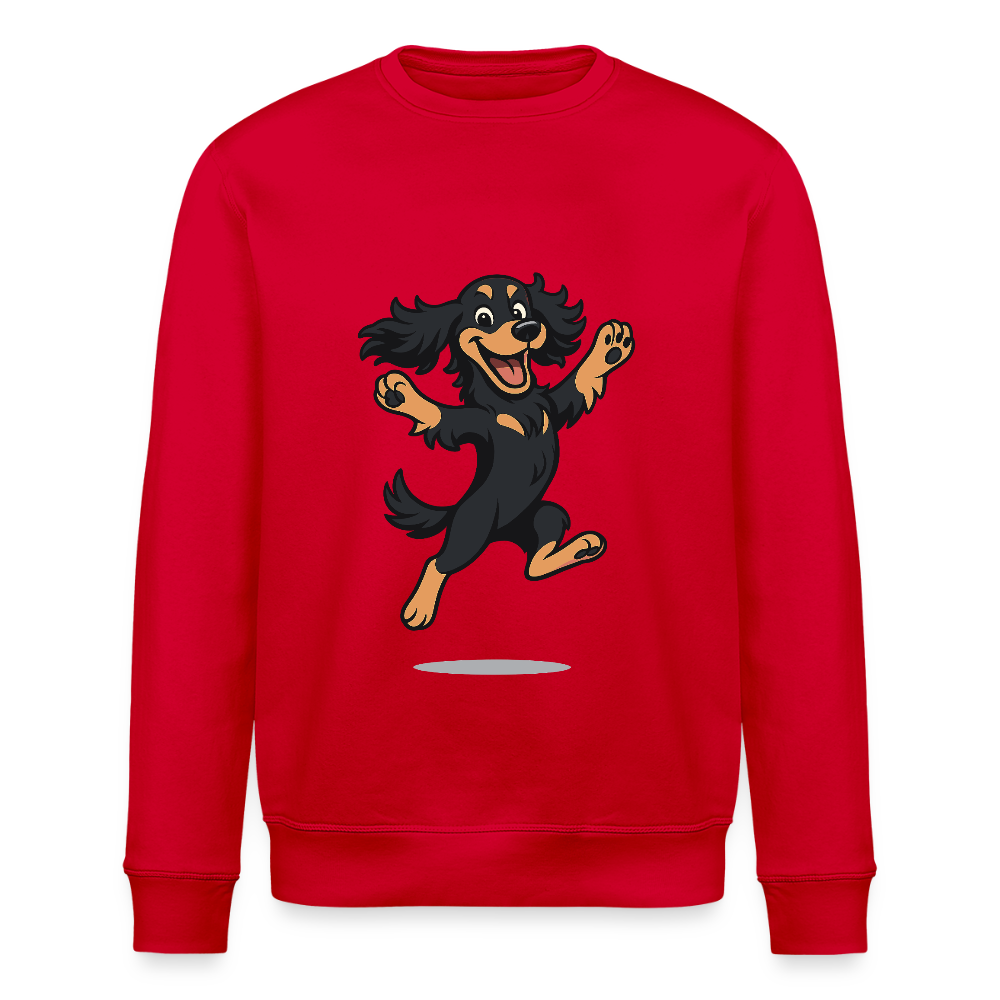 Cocker Spaniel Sweatshirt - fröhlicher hüpfender Cartoon  – lustiges Hundemotiv voller Freude, Geschenkidee für Hundeliebhaber und Tierfreunde - Rot