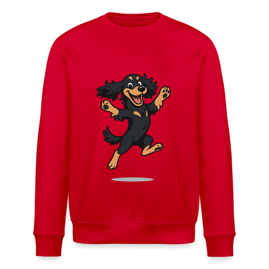 Cocker Spaniel Sweatshirt - fröhlicher hüpfender Cartoon  – lustiges Hundemotiv voller Freude, Geschenkidee für Hundeliebhaber und Tierfreunde - Rot