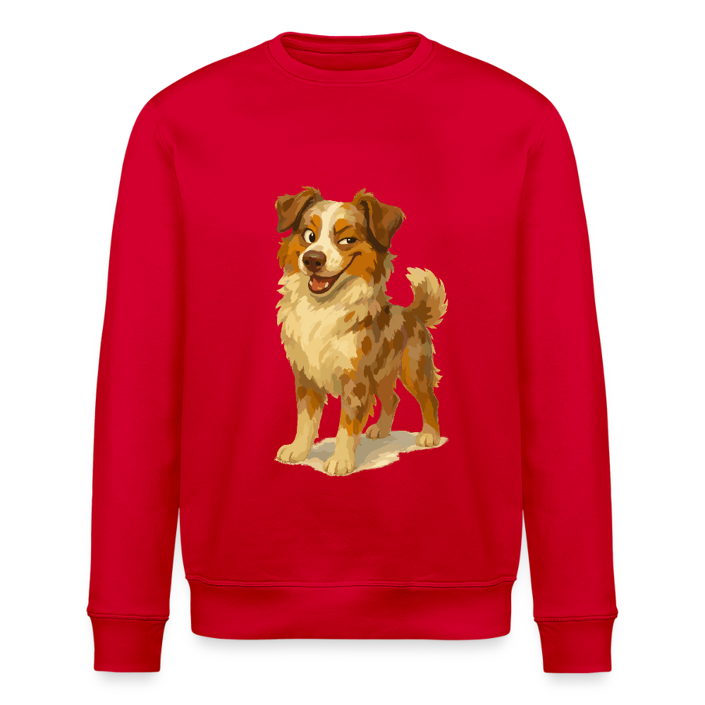 Australian Shepherd Sweatshirt Frecher Cartoon mit verschmitztem Grinsen – Humorvolles Hunde Motiv für Tierfreunde und Geschenkideen - Rot