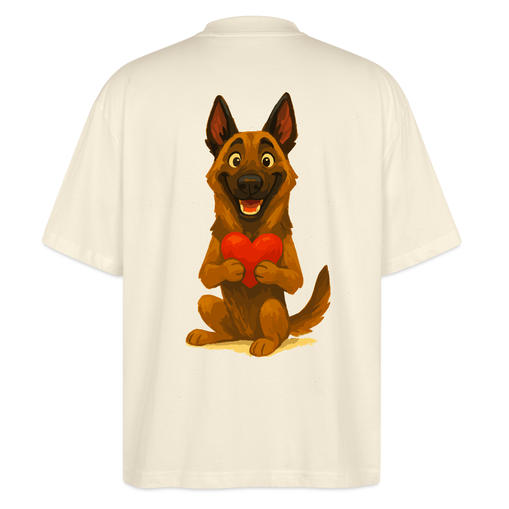 Malinois Oversized mit Herz Cartoon – liebevoller Belgischer Schäferhund als Hunde Motiv für Hundeliebhaber und Geschenkideen - Weißgrau