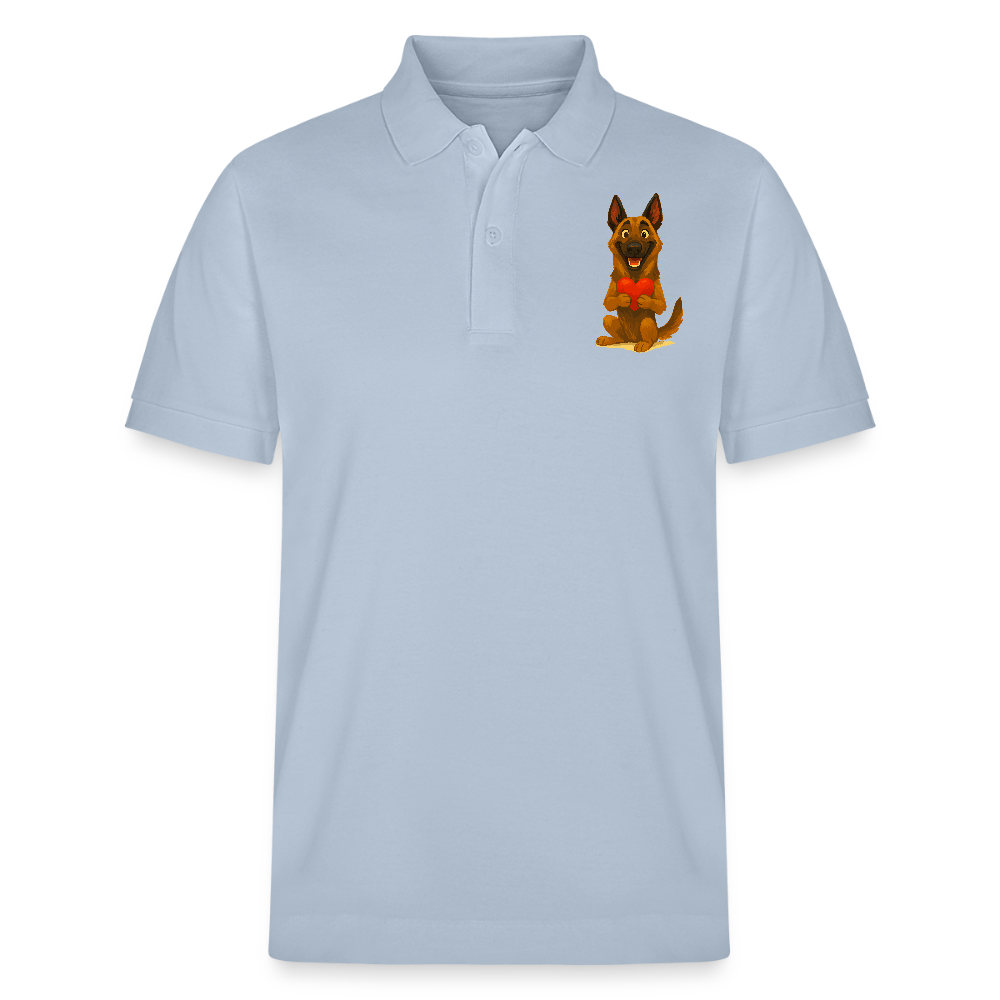 Malinois Poloshirt mit Herz Cartoon – liebevoller Belgischer Schäferhund als Hunde Motiv für Hundeliebhaber und Geschenkideen - sky Blue