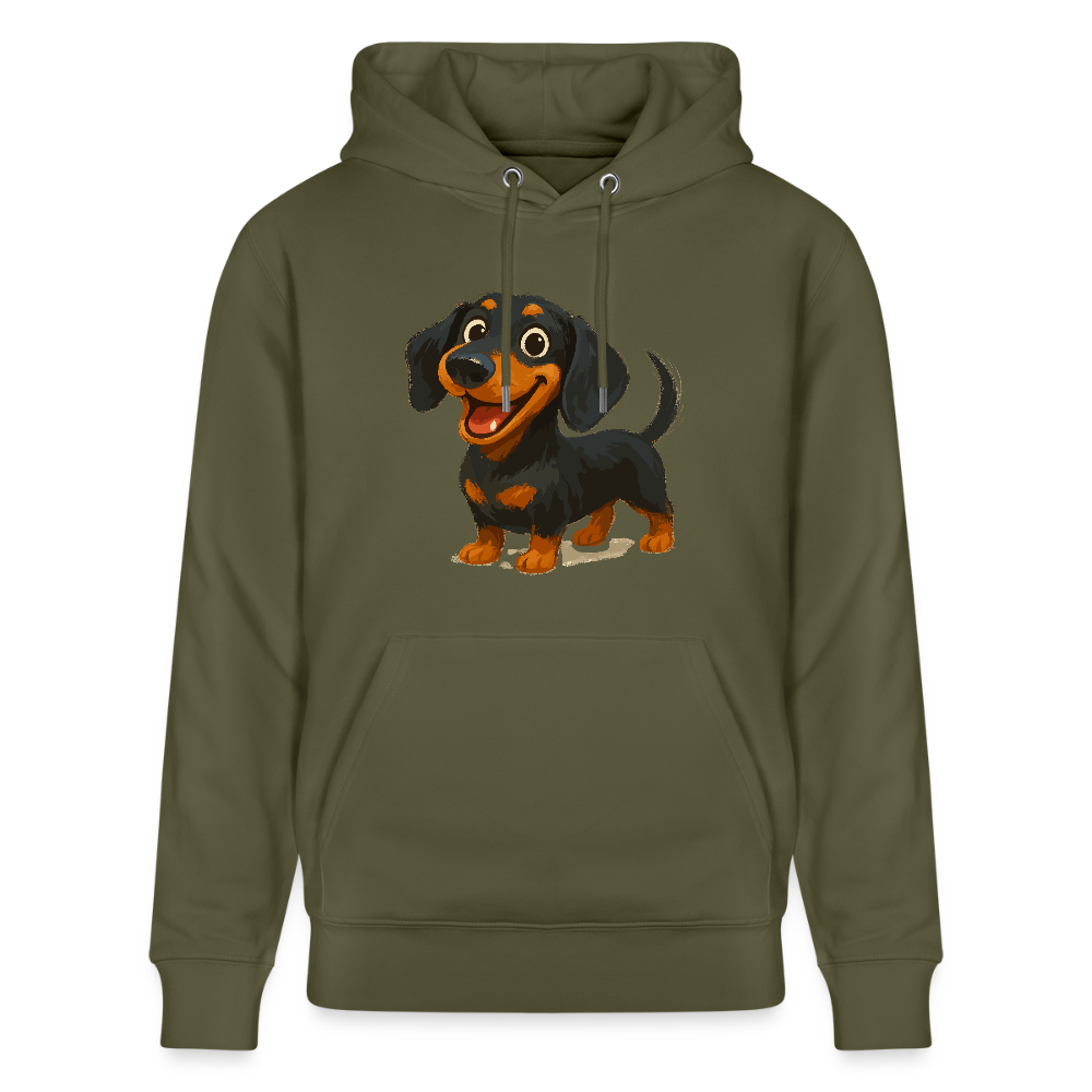 Dackel Hoodie – Fröhlicher Cartoon Dachshund | Niedlicher Hund Pullover Geschenk für Hundefans - Khaki Grün