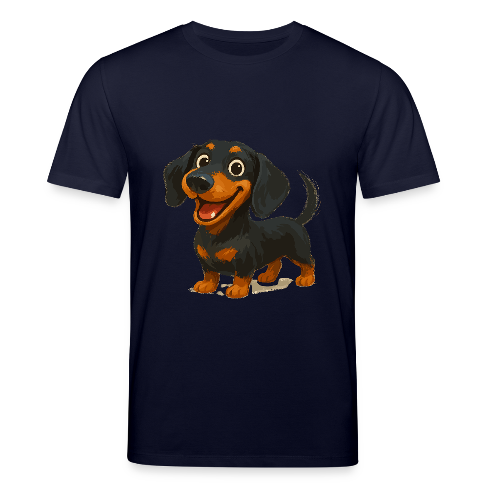 Dackel T-Shirt – Fröhlicher Cartoon Dachshund | Niedlicher Hund Pullover Geschenk für Hundefans - Navy