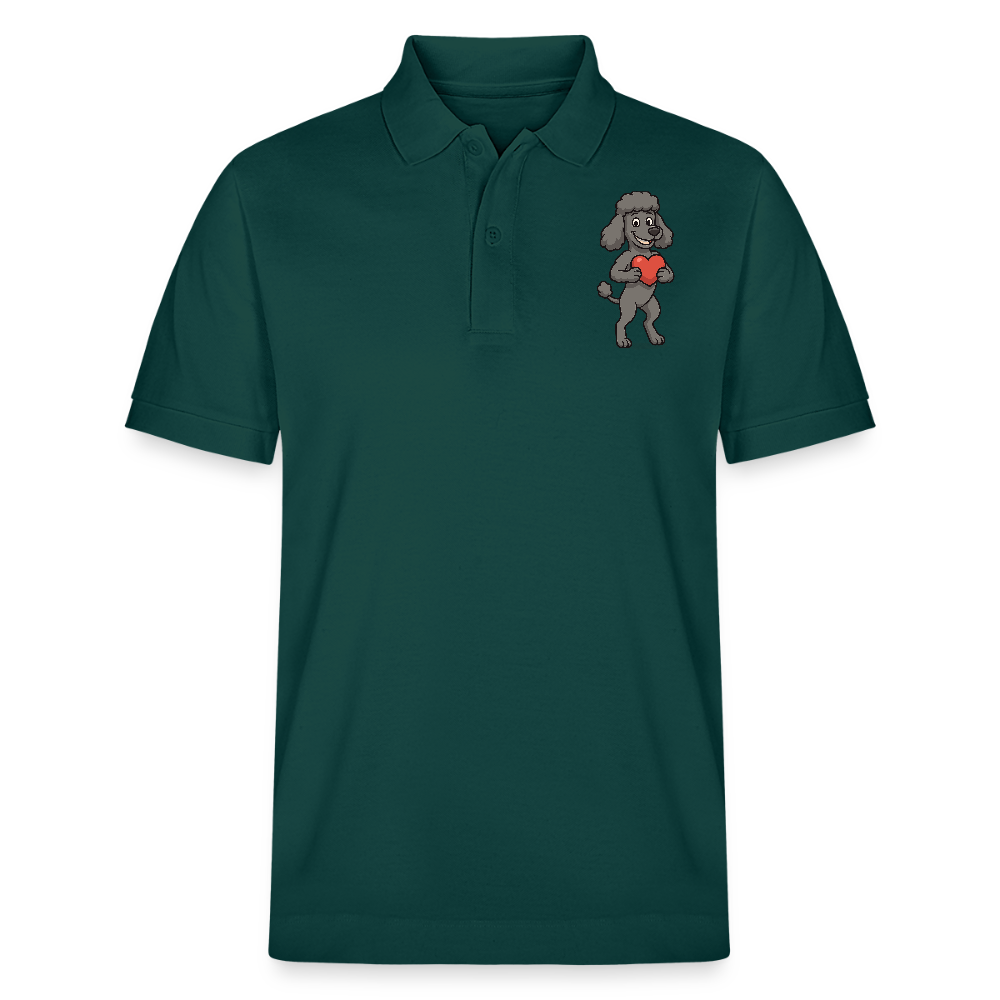 Pudel Poloshirt mit Herz Cartoon – Liebevolles Hunde Motiv für Valentinstag, Geschenke und Hundeliebhaber - Glasiertes Grün