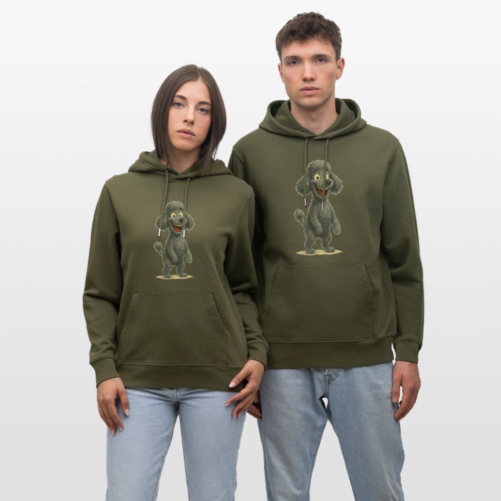 Pudel Hoodie mit breitem Grinsen Lustiger Cartoon – Witziges Hunde Design für Pudel Fans und Hundeliebhaber - Khaki Grün