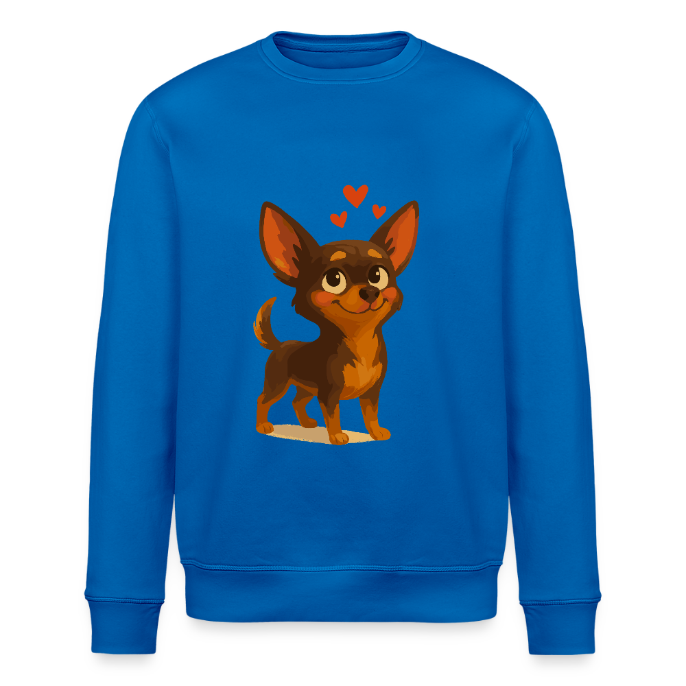 Verliebter Chihuahua Sweatshirt Cartoon Hund mit Herzen – süßes romantisches Tiermotiv, Geschenkidee für Valentinstag und Hundefans - Königsblau
