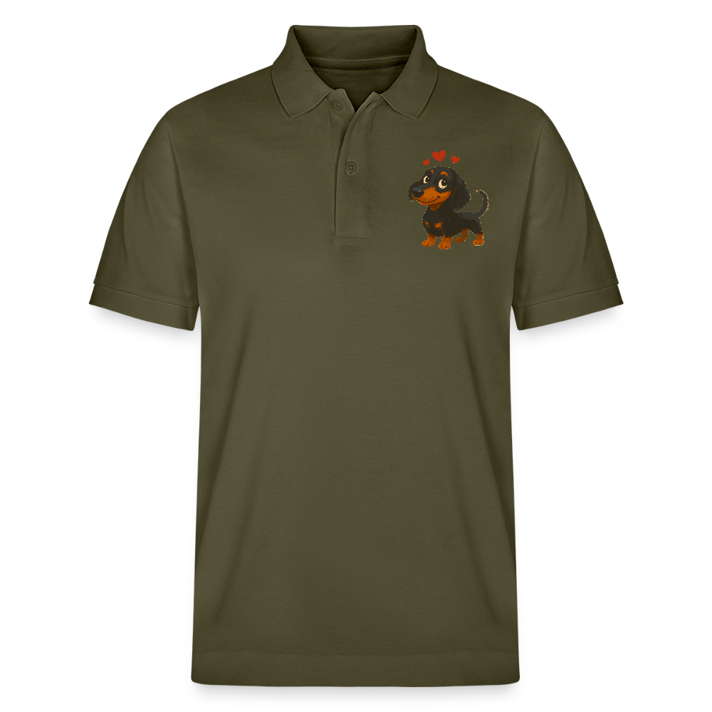 Dackel Poloshirt – Verliebter Cartoon Dachshund | Süßer Hund Pullover Geschenk mit Herzen für Valentinstag & Hundefans - Khaki
