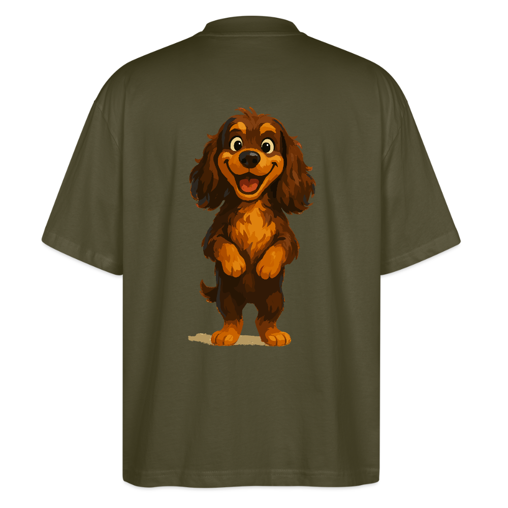 Cocker Spaniel Oversized breit grinsend – Lustiger Cartoon Hund, fröhliches Motiv für Hundeliebhaber und Tierfreunde - Khaki