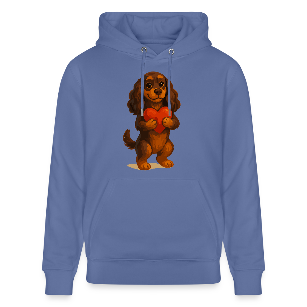 Cocker Spaniel Hoodie mit Herz – Süßer Cartoon Hund, perfektes Motiv für Valentinstag und Hundeliebhaber - Blau