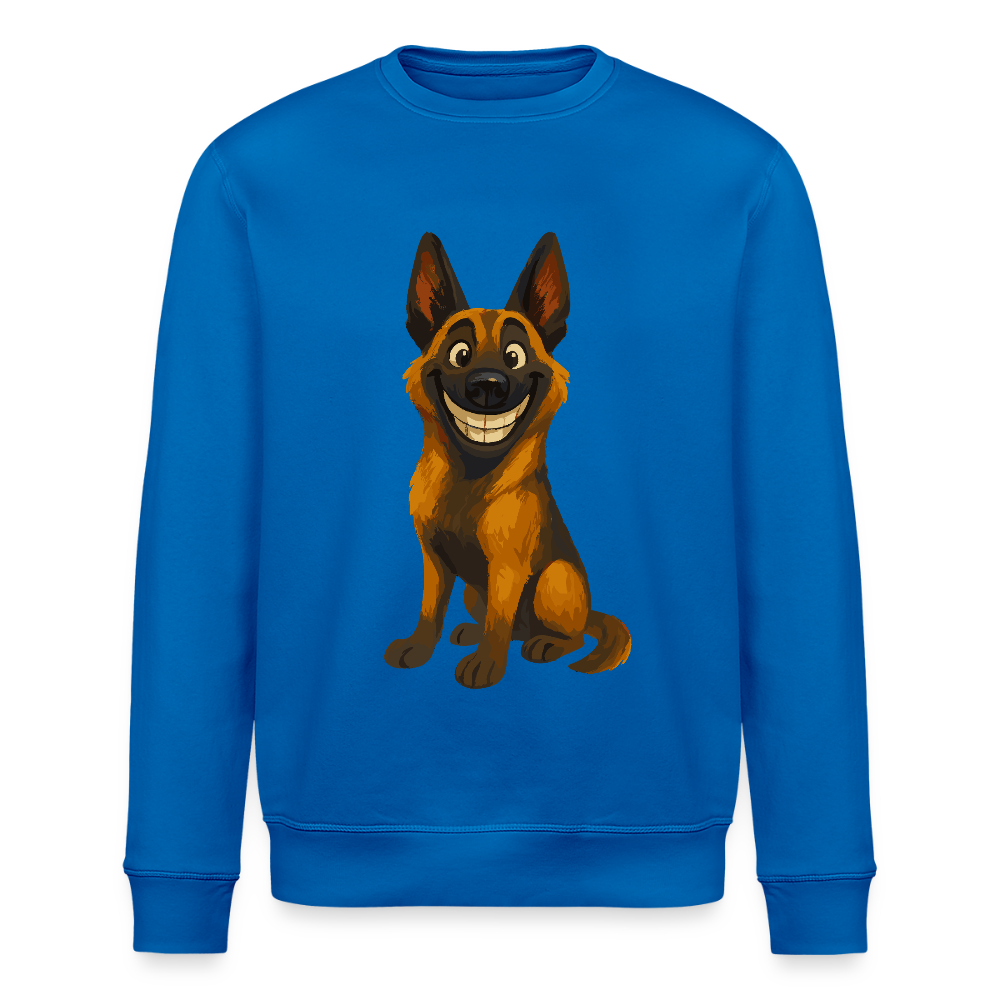 Malinois Sweatshirt Grinsender Cartoon – lustiger Belgischer Schäferhund im gemalten Stil als humorvolles Hunde Motiv für Hundeliebhaber - Königsblau