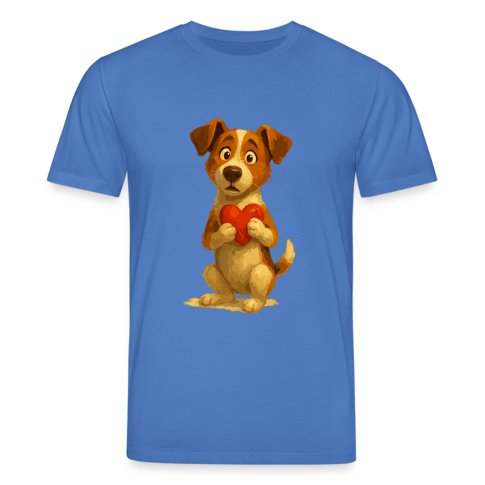 Jack Russell Terrier T-Shirt mit Herz – süßes Cartoon Motiv, liebevoller Hund, Geschenkidee für Valentinstag und Hundeliebhaber - Achtsames Blau
