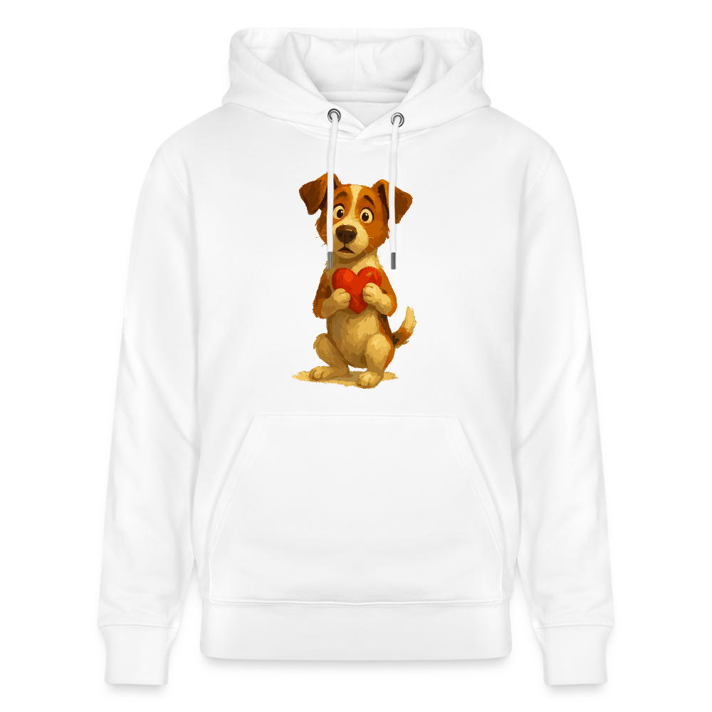Jack Russell Terrier Hoodie mit Herz – süßes Cartoon Motiv, liebevoller Hund, Geschenkidee für Valentinstag und Hundeliebhaber - Weiß