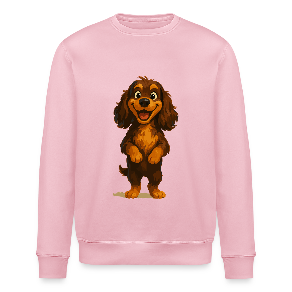 Cocker Spaniel Sweatshirt breit grinsend – Lustiger Cartoon Hund, fröhliches Motiv für Hundeliebhaber und Tierfreunde - Hellrosa