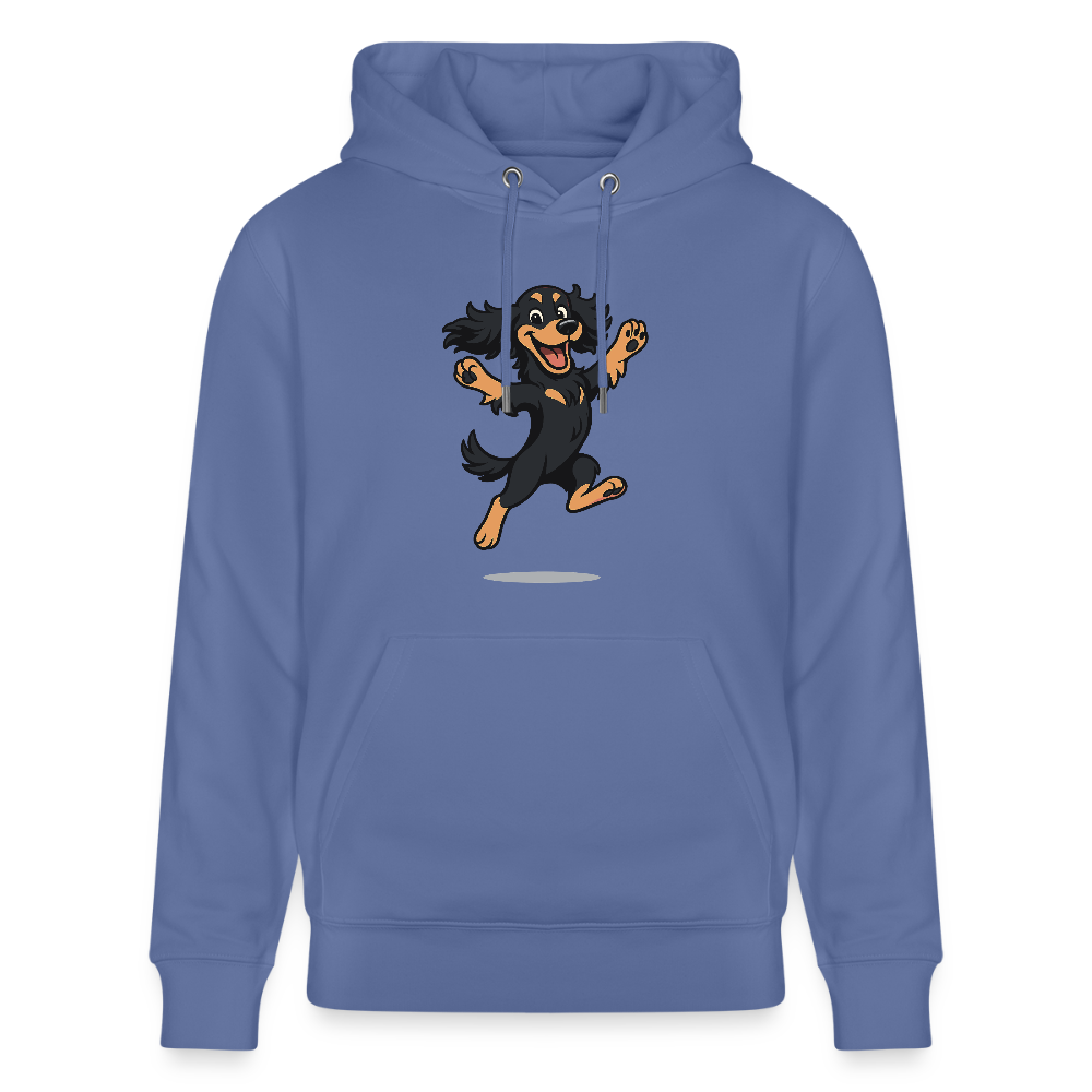 Cocker Spaniel Hoodie - fröhlicher hüpfender Cartoon  – lustiges Hundemotiv voller Freude, Geschenkidee für Hundeliebhaber und Tierfreunde - Blau