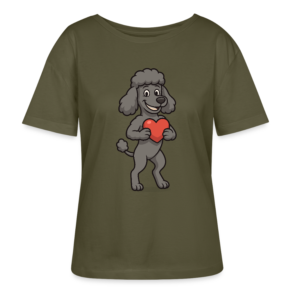 Pudel Shirt mit Herz Cartoon – Liebevolles Hunde Motiv für Valentinstag, Geschenke und Hundeliebhaber - Khaki