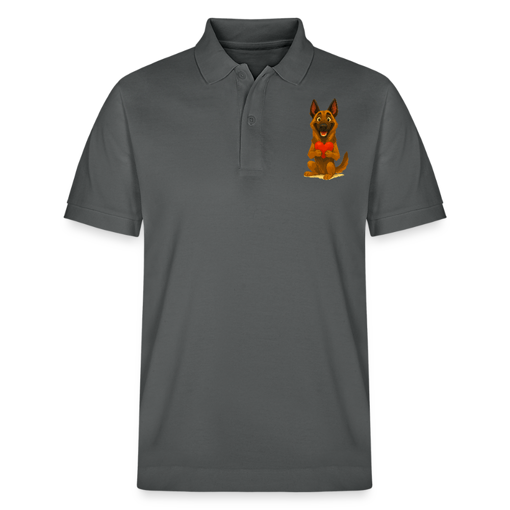 Malinois Poloshirt mit Herz Cartoon – liebevoller Belgischer Schäferhund als Hunde Motiv für Hundeliebhaber und Geschenkideen - Anthrazit