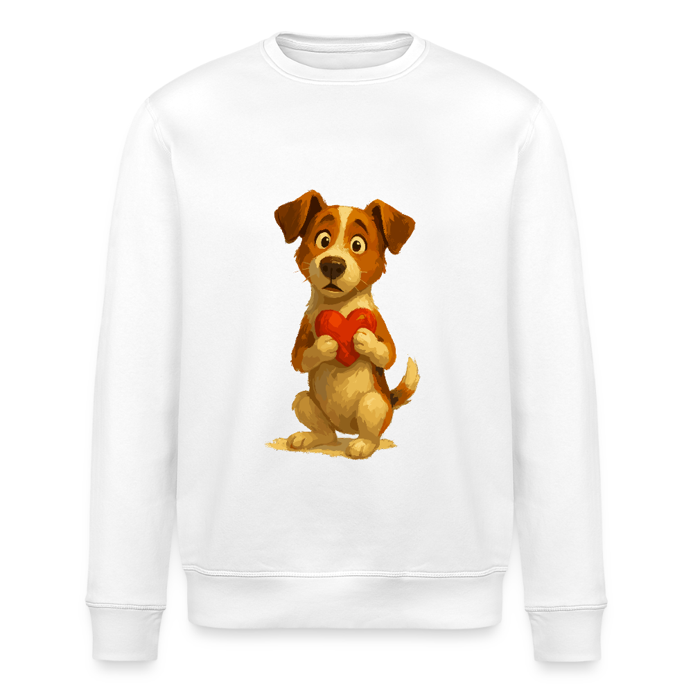 Jack Russell Terrier Sweatshirt mit Herz – süßes Cartoon Motiv, liebevoller Hund, Geschenkidee für Valentinstag und Hundeliebhaber - Weiß