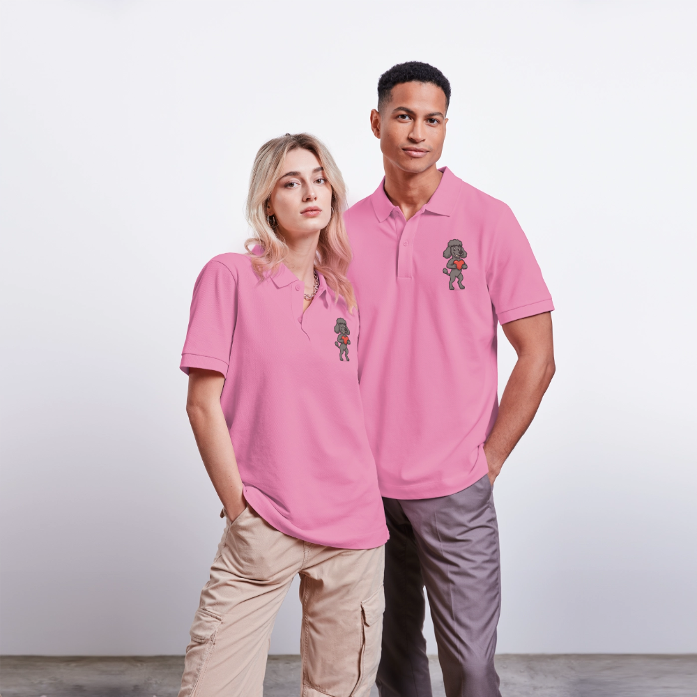 Pudel Poloshirt mit Herz Cartoon – Liebevolles Hunde Motiv für Valentinstag, Geschenke und Hundeliebhaber - Blasenrosa