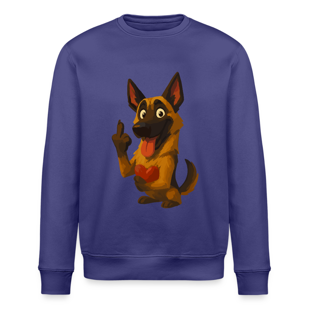 Frecher Malinois Sweatshirt mit Herz – witziges und provokantes Hunde Cartoon Motiv für Hundeliebhaber mit Sinn für Humor - Dämmerung