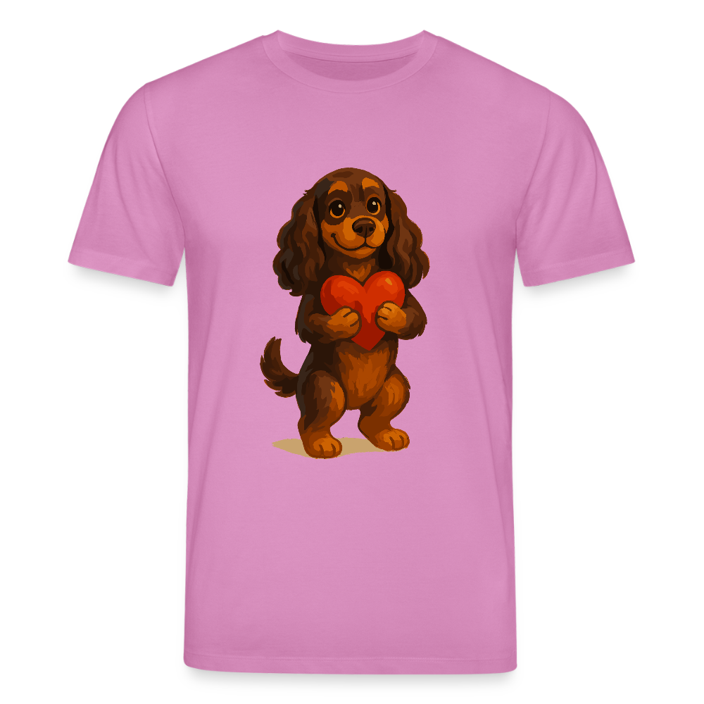 Cocker Spaniel T-Shirt mit Herz – Süßer Cartoon Hund, perfektes Motiv für Valentinstag und Hundeliebhaber - Pink