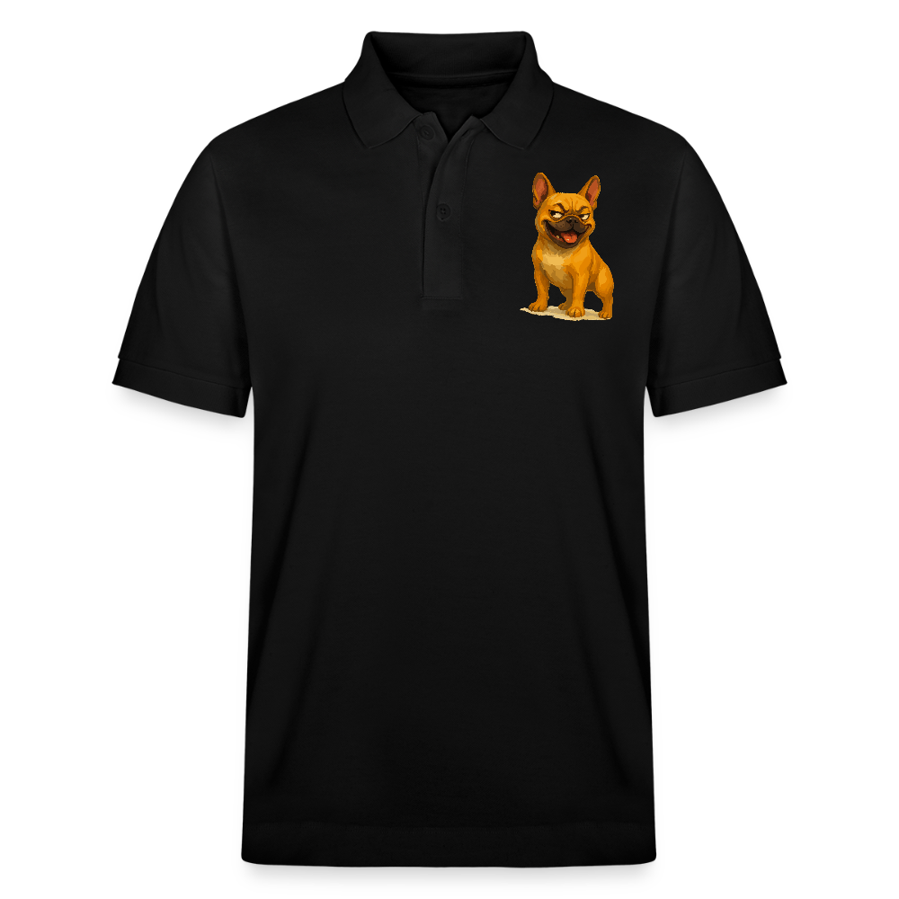 Französische Bulldogge Poloshirt - Frecher Cartoon mit verschmitztem Grinsen – Humorvolles Hunde Motiv für Tierfreunde und Geschenkideen - Schwarz