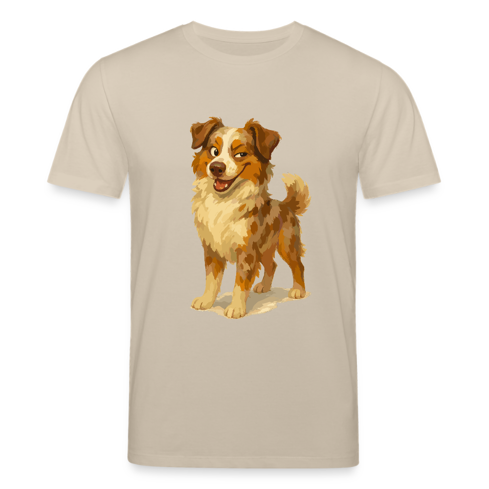 Australian Shepherd T-Shirt Frecher Cartoon mit verschmitztem Grinsen – Humorvolles Hunde Motiv für Tierfreunde und Geschenkideen - Beige