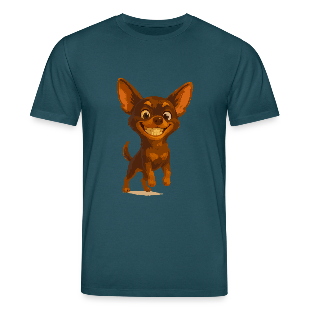 Grinsender Chihuahua T-Shirt Cartoon Hund – witziges Tiermotiv mit großem Lächeln, Geschenkidee für Hundefans und Tierfreunde - Dunkles Petrol
