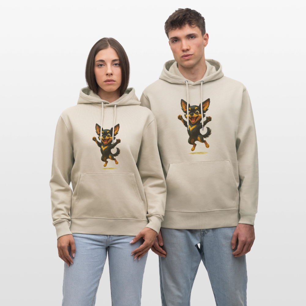 Fröhlicher Chihuahua Cartoon Hund – hüpfendes Tiermotiv voller Lebensfreude, witzige Geschenkidee für Hundefans und Tierfreunde - Beige