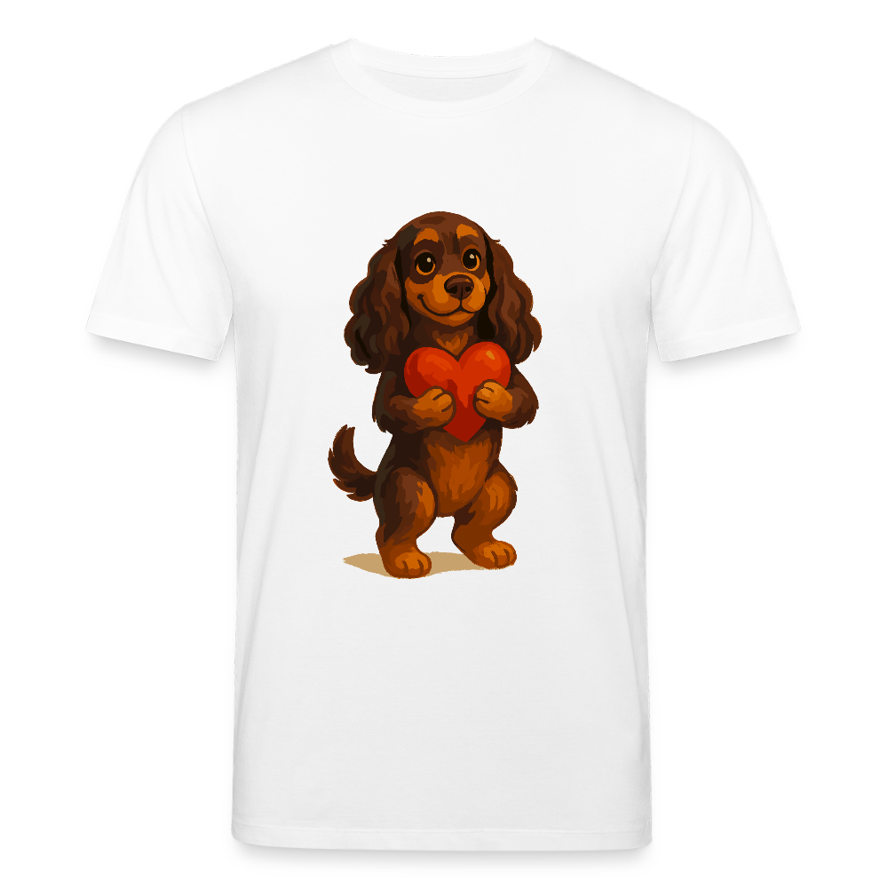 Cocker Spaniel T-Shirt mit Herz – Süßer Cartoon Hund, perfektes Motiv für Valentinstag und Hundeliebhaber - Weiß