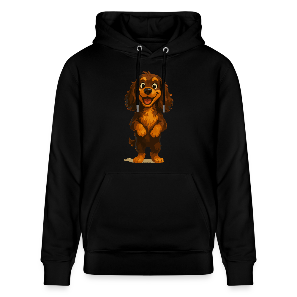 Cocker Spaniel Hoodie breit grinsend – Lustiger Cartoon Hund, fröhliches Motiv für Hundeliebhaber und Tierfreunde - Schwarz