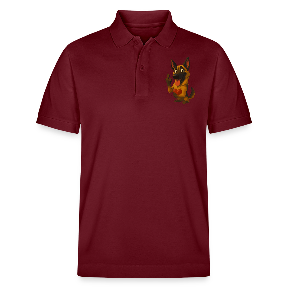 Frecher Malinois Poloshirt mit Herz – witziges und provokantes Hunde Cartoon Motiv für Hundeliebhaber mit Sinn für Humor - Burgunderrot