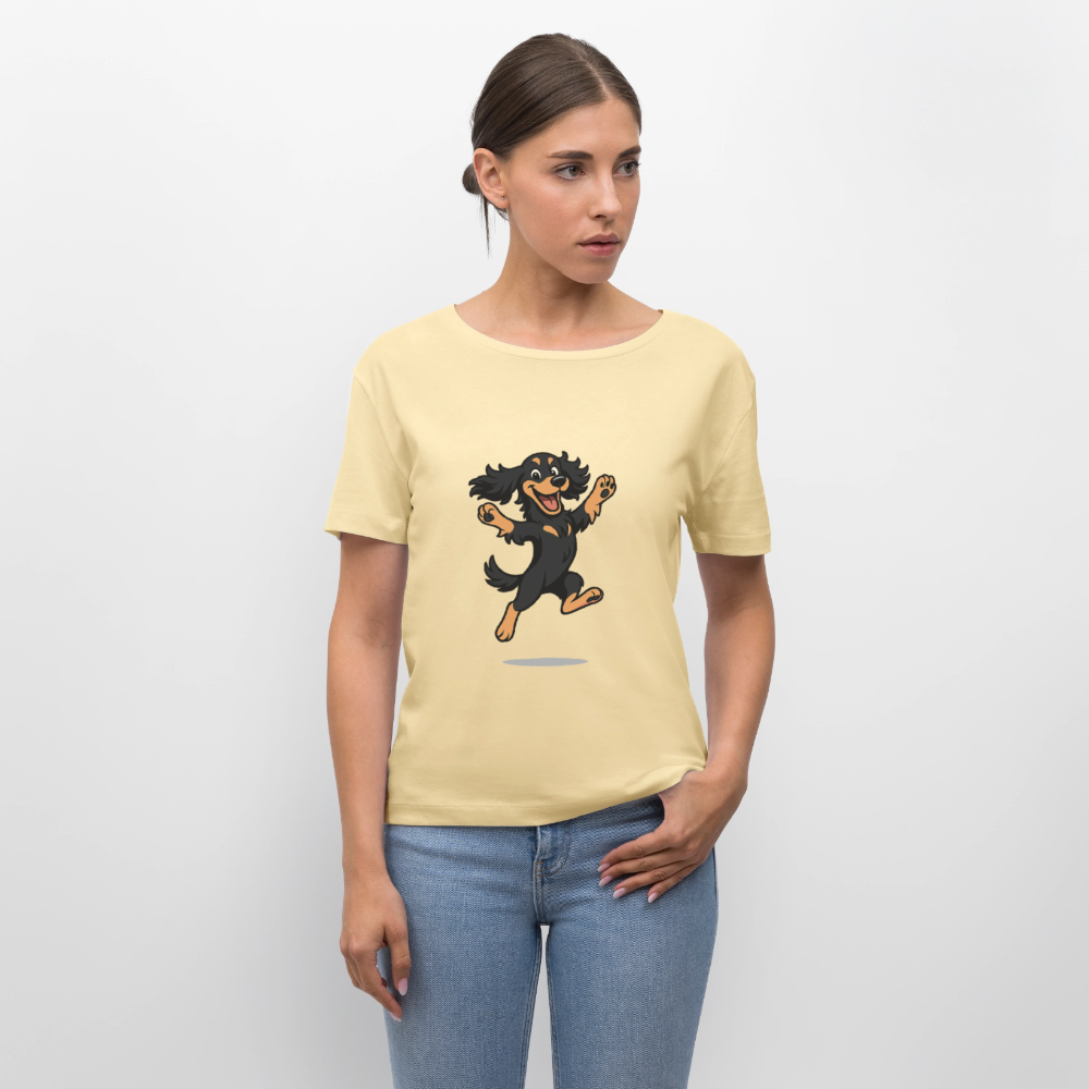 Cocker Spaniel Shirt - fröhlicher hüpfender Cartoon  – lustiges Hundemotiv voller Freude, Geschenkidee für Hundeliebhaber und Tierfreunde - Creme