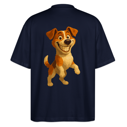 Jack Russell Terrier Oversized breit grinsend – süßer Cartoon Hund, lustiges Motiv für Hundeliebhaber & Geschenkidee für Tierfreunde - Navy