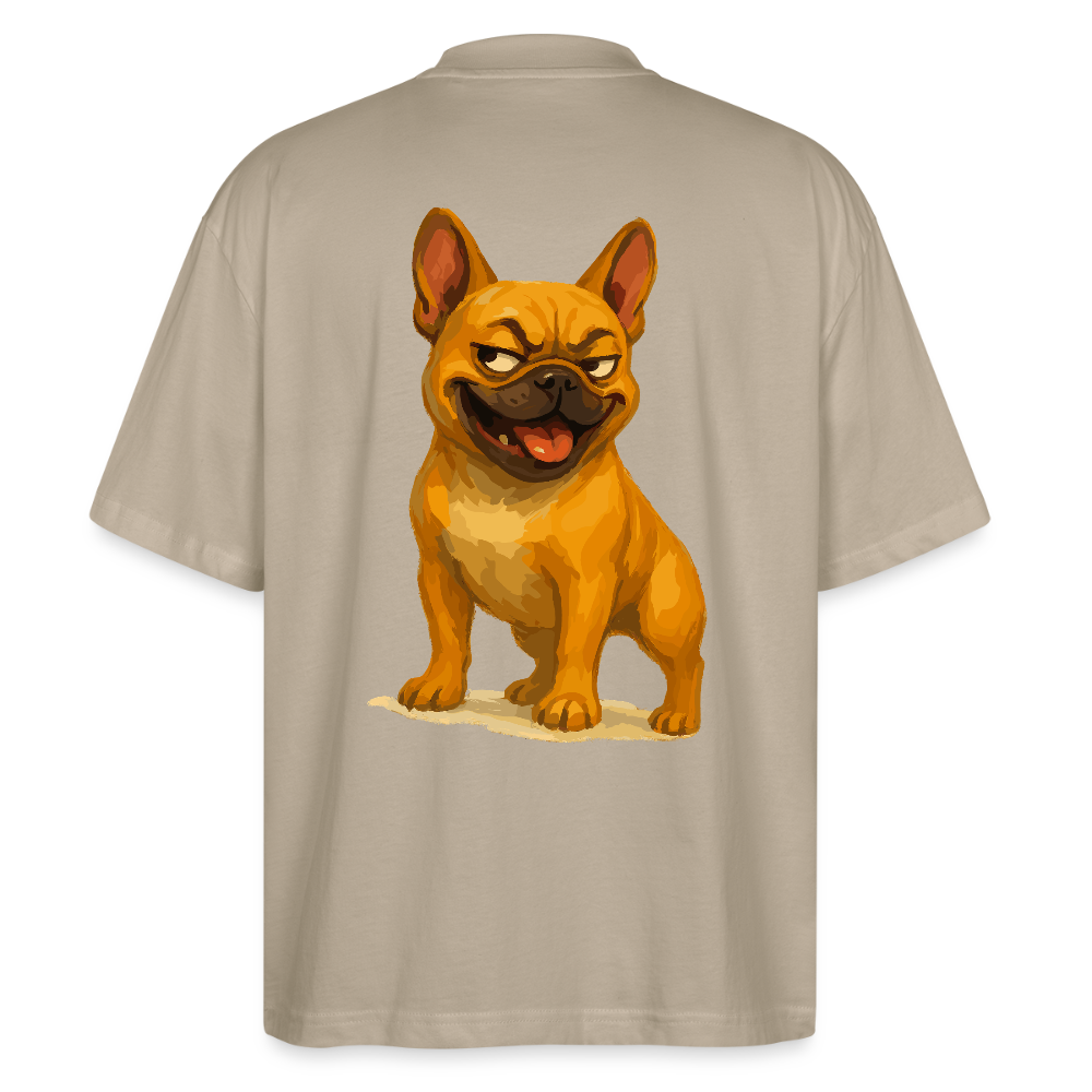 Französische Bulldogge Oversized - Frecher Cartoon mit verschmitztem Grinsen – Humorvolles Hunde Motiv für Tierfreunde und Geschenkideen - Steingrau
