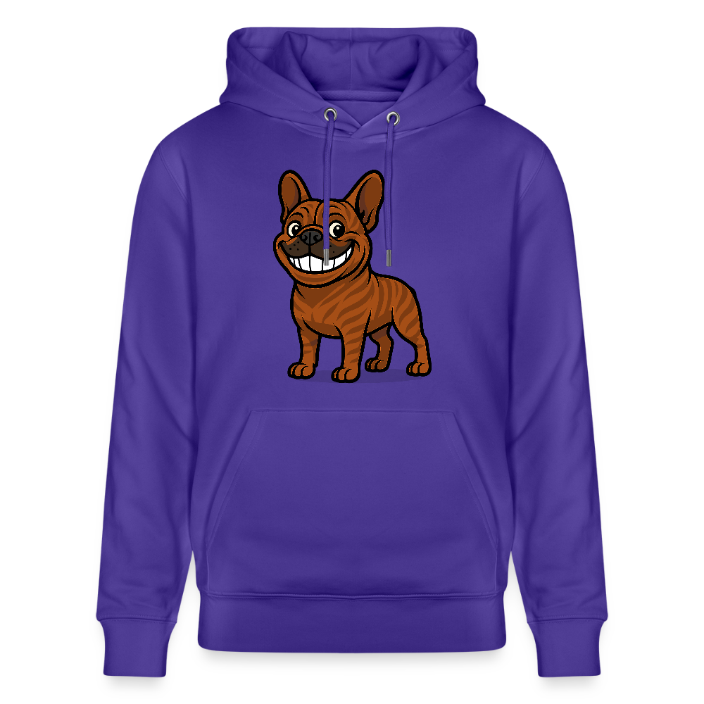 Französische Bulldogge Hoodie - Cartoon mit breitem Grinsen – Lustiges Hunde Motiv für Humor-Fans, Tierfreunde und Geschenkideen - Purple Love