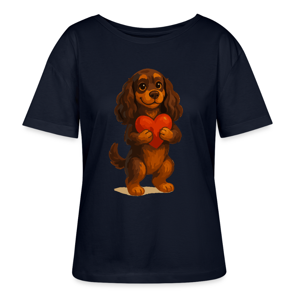 Cocker Spaniel Shirt mit Herz – Süßer Cartoon Hund, perfektes Motiv für Valentinstag und Hundeliebhaber - Navy