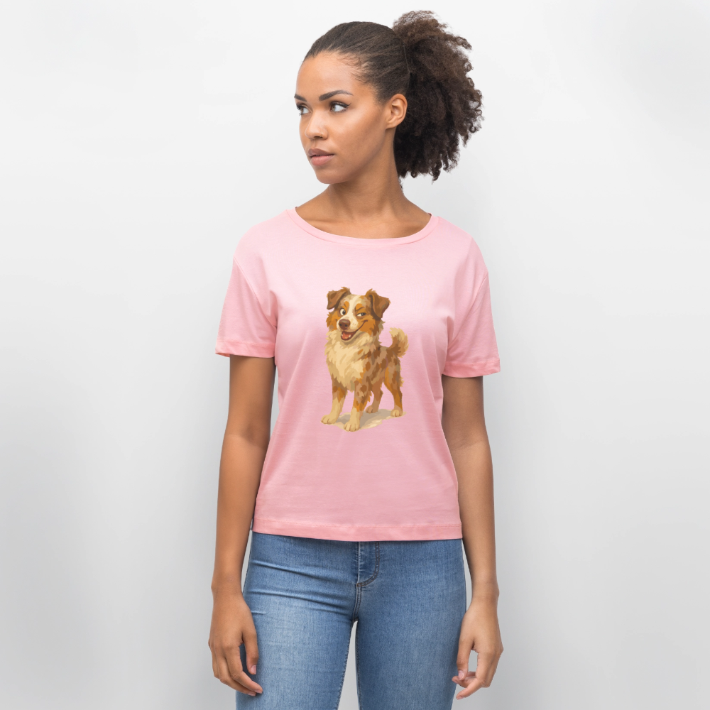 Australian Shepherd Shirt Frecher Cartoon mit verschmitztem Grinsen – Humorvolles Hunde Motiv für Tierfreunde und Geschenkideen - Hellrosa