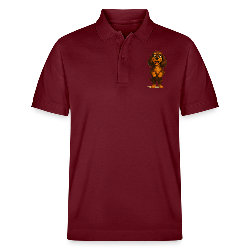 Cocker Spaniel Poloshirt breit grinsend – Lustiger Cartoon Hund, fröhliches Motiv für Hundeliebhaber und Tierfreunde - Burgunderrot