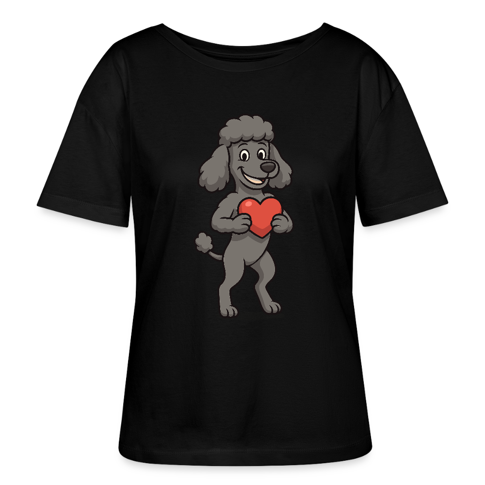 Pudel Shirt mit Herz Cartoon – Liebevolles Hunde Motiv für Valentinstag, Geschenke und Hundeliebhaber - Schwarz