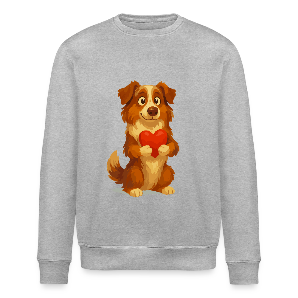 Australian Shepherd Sweatshirt Süßer Cartoon mit Herz – Liebevolles Hunde Motiv für Valentinstag, Freundschaft und Geschenkideen - Grau meliert
