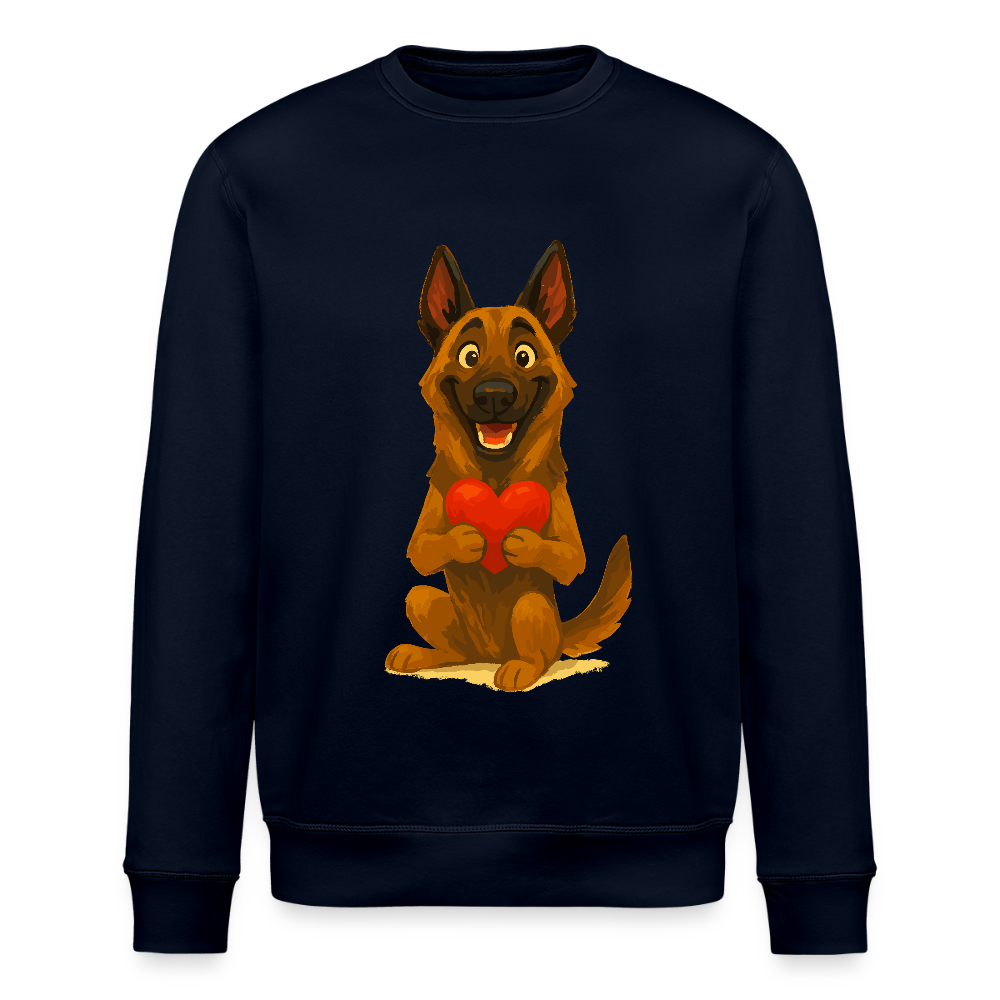 Malinois Sweatshirt mit Herz Cartoon – liebevoller Belgischer Schäferhund als Hunde Motiv für Hundeliebhaber und Geschenkideen - Navy