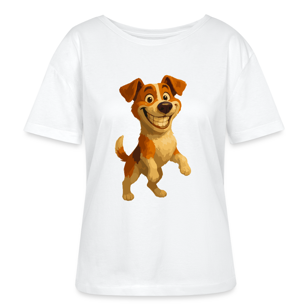 Jack Russell Terrier Shirt breit grinsend – süßer Cartoon Hund, lustiges Motiv für Hundeliebhaber & Geschenkidee für Tierfreunde - Weiß