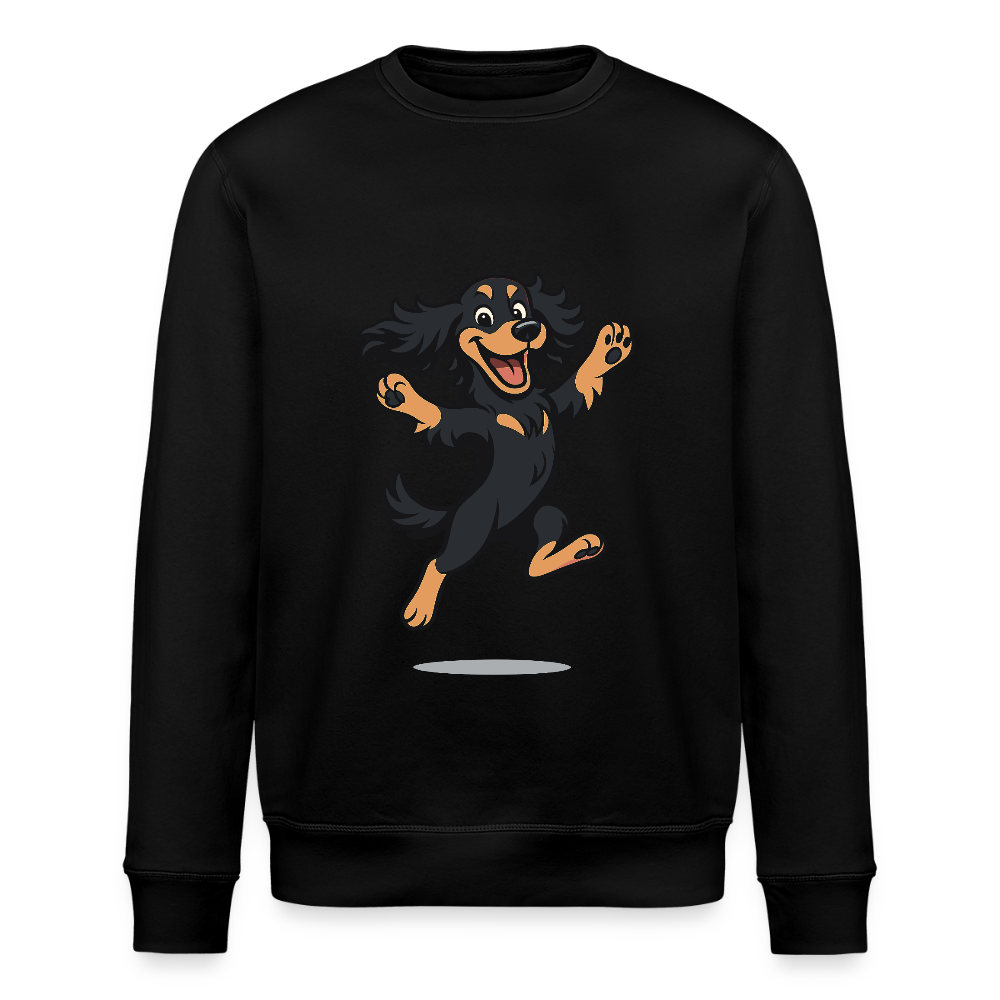 Cocker Spaniel Sweatshirt - fröhlicher hüpfender Cartoon  – lustiges Hundemotiv voller Freude, Geschenkidee für Hundeliebhaber und Tierfreunde - Schwarz
