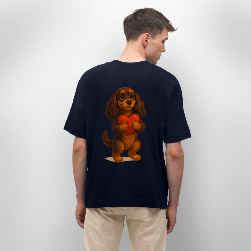 Cocker Spaniel Oversized mit Herz – Süßer Cartoon Hund, perfektes Motiv für Valentinstag und Hundeliebhaber - Navy